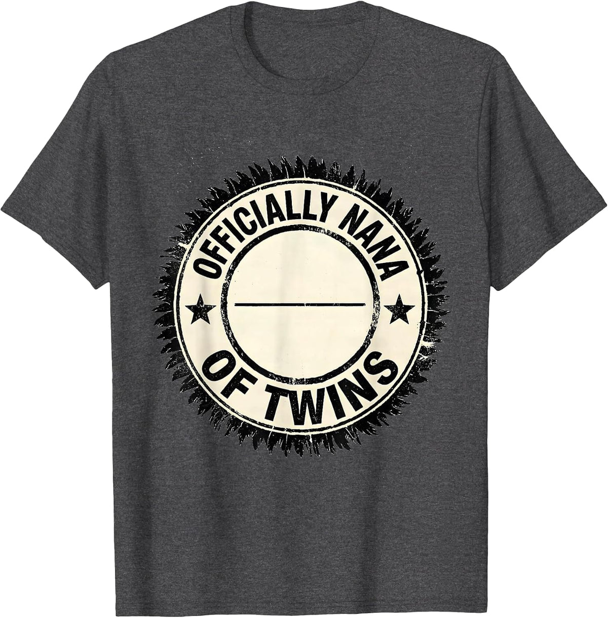 Men's Officially Nana Of Twins Rubber Stamp Grandma Of Twins T-Shirt - Dark Heather Grey