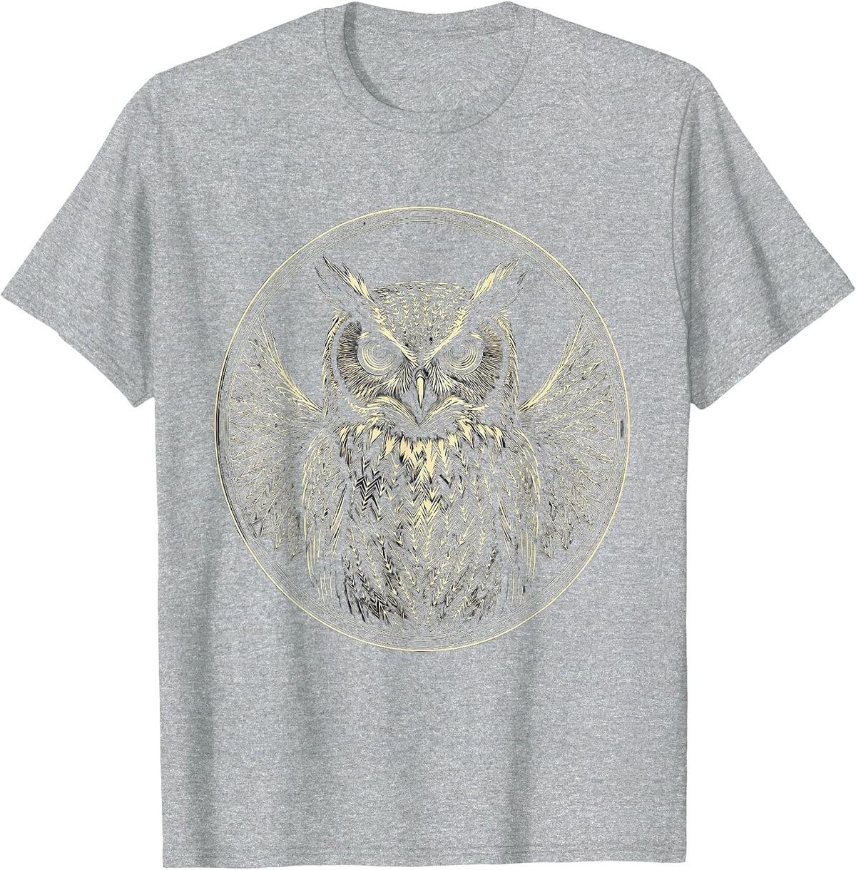 Men's Owl Perched on Tangled Arrow Web Graphic T-Shirt - Heather Grey