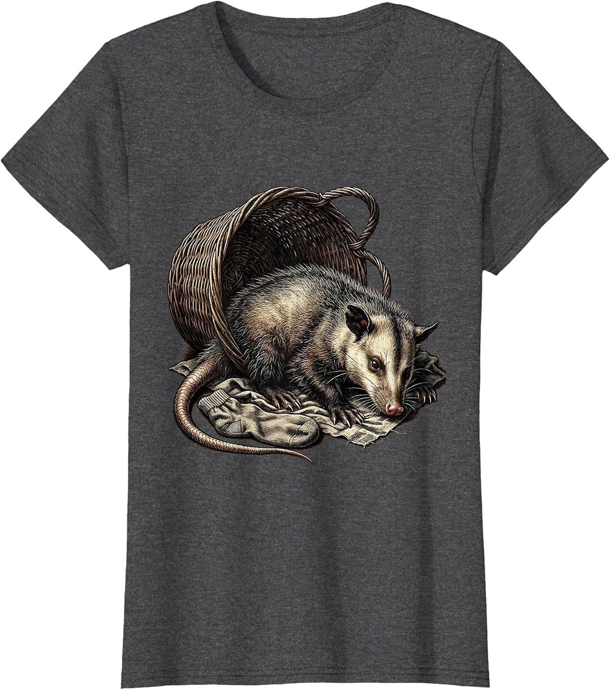 Women's Limp Opossum Vintage Funny Animal Meme T-Shirt - Dark Heather Grey