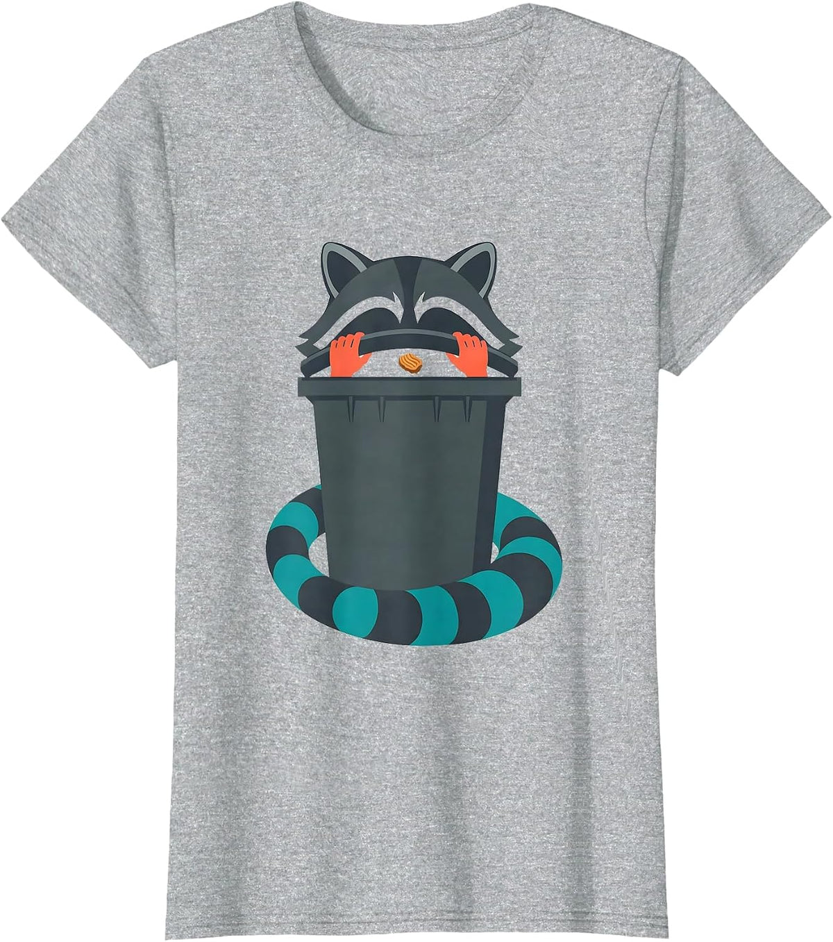 Women's Trash Panda Raccoon Snack Humor Flat Vector T-Shirt - Heather Grey