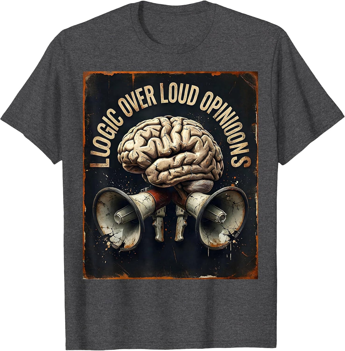 Men's Make Sense Common Again Logic Over Loud Opinions T-Shirt - Dark Heather Grey