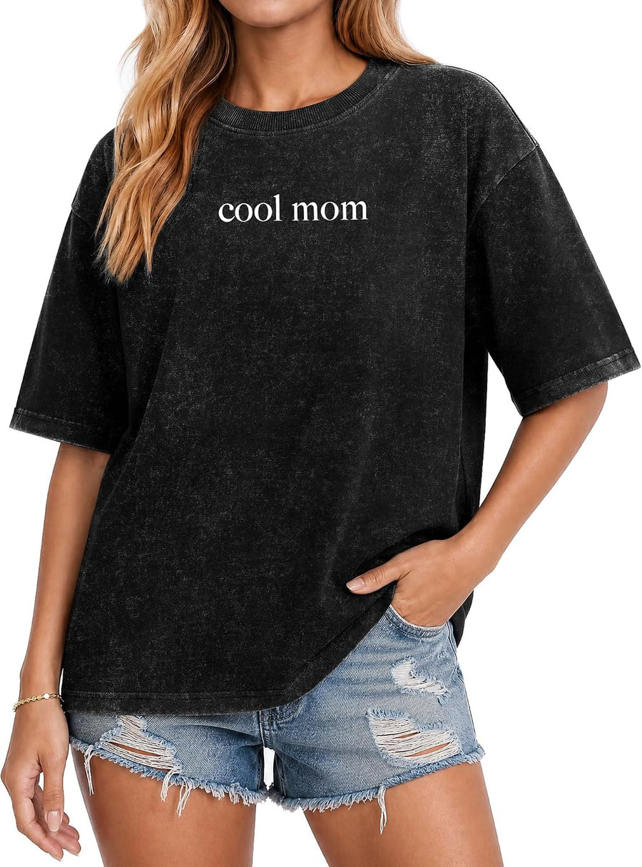 Retro Mama Shirt Vintage Washed Mom Tee Suitable for Gift, Holiday - Black-01