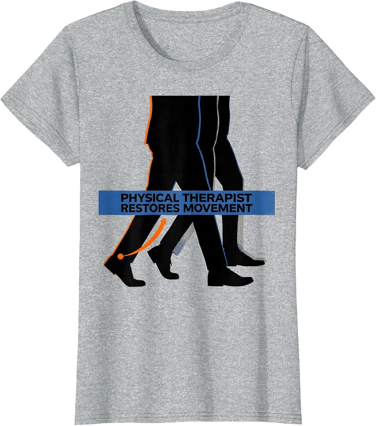 Women's Physical Therapist Restores Movement Screenprint PT Humor T-Shirt - Heather Grey