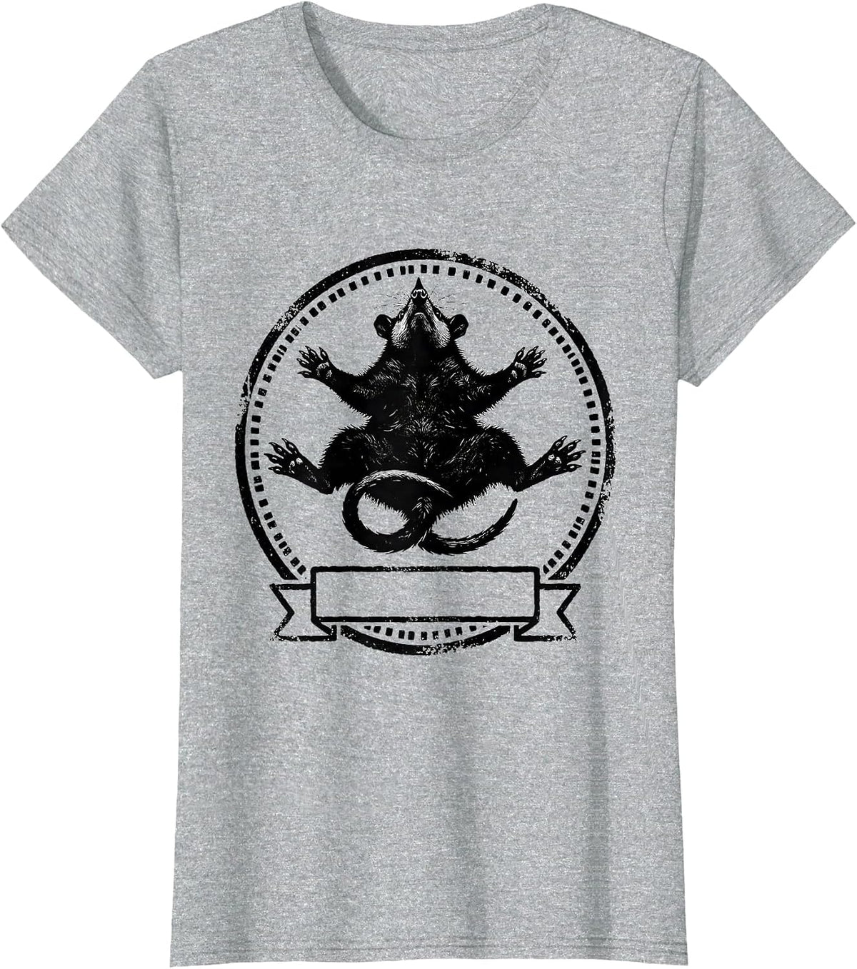Opossum Plays Dead Rubber Stamp Animal Lover Meme Humor T-Shirt - Heather Grey