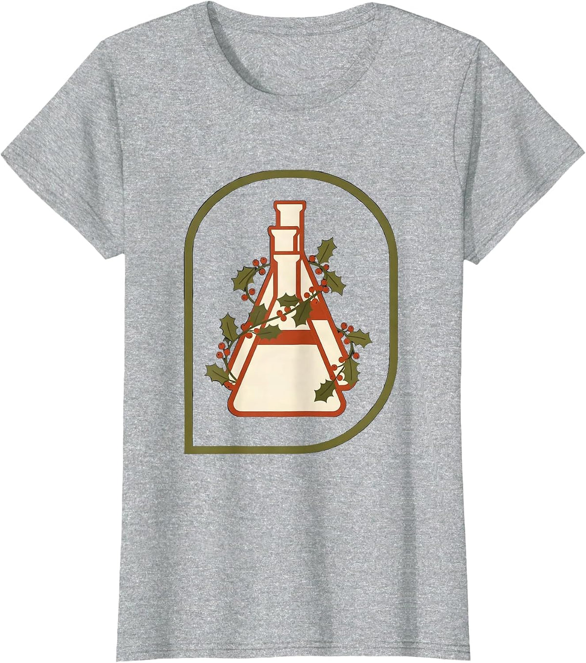 Laboratory Flasks Midcentury Modern Pharmacy Tech Christmas T-Shirt - Heather Grey