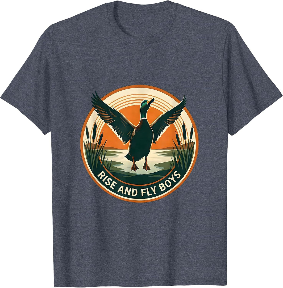 Rise and Fly Boys Duck Camo Hunting Design T-Shirt - Heather Blue