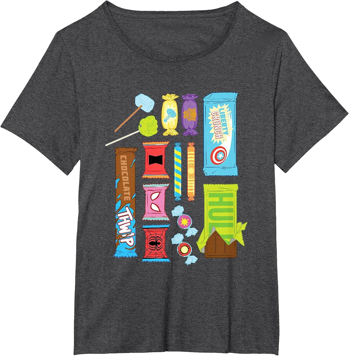 Marvel Classic Halloween Super Hero Candy Assortment Retro T-Shirt - Dark Heather Grey