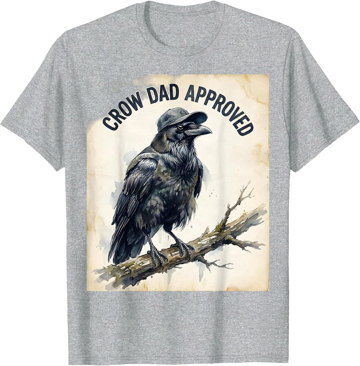 Men's Crow Dad Approved Funny Bird Lover Design T-Shirt - Heather Grey