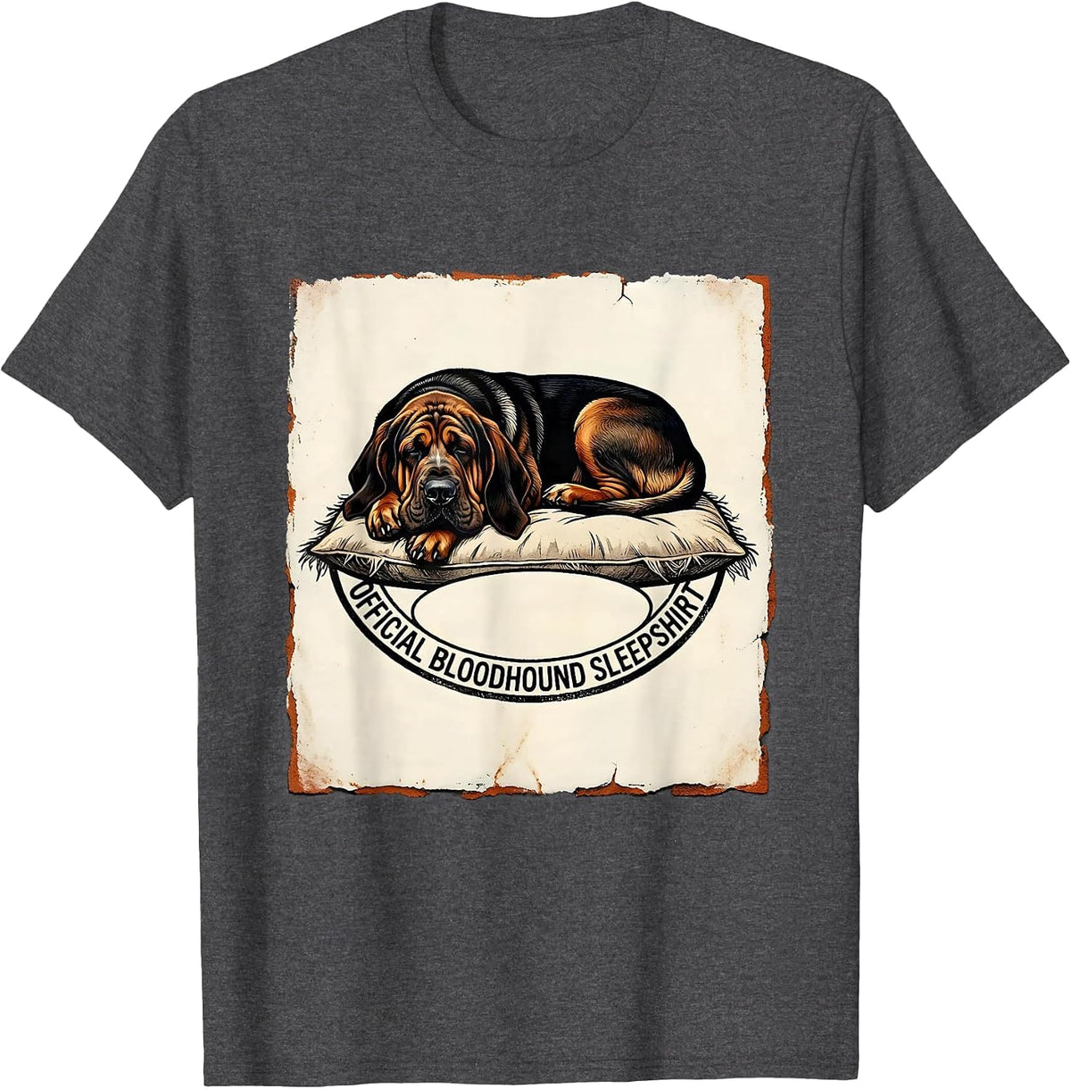 OFFICIAL BLOODHOUND SLEEPSHIRT Rubber Stamp Dog Lover Pajama T-Shirt - Dark Heather Grey