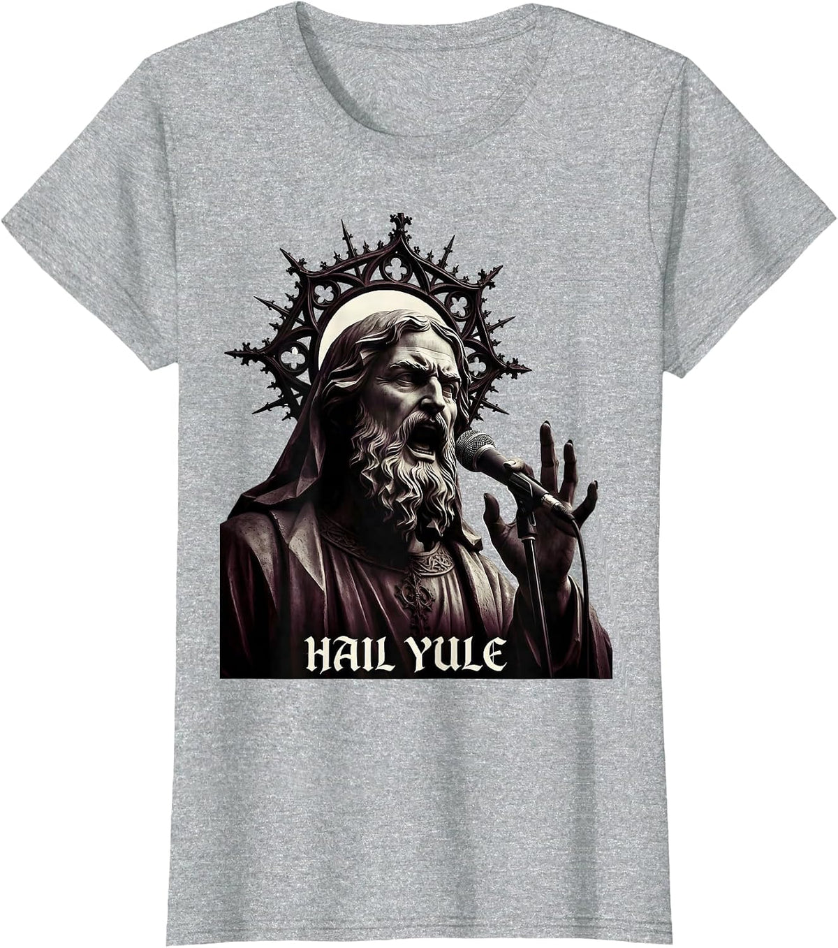Hail Yule Gothic Heavy Metal Christmas Rock Fan T-Shirt - Heather Grey