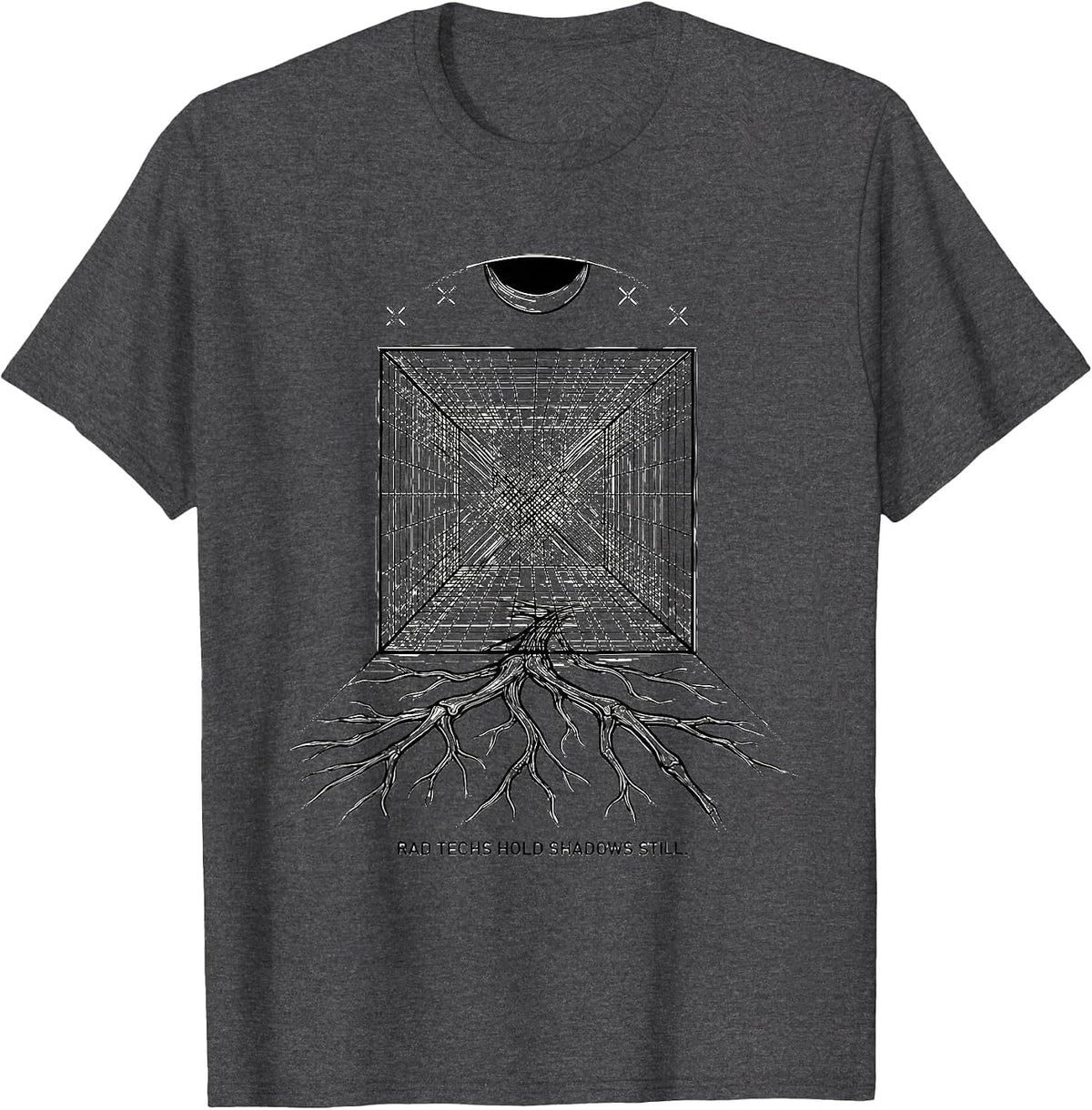 Rad Techs Hold Shadows Still Funny Radiology Tech Halloween T-Shirt - Dark Heather Grey