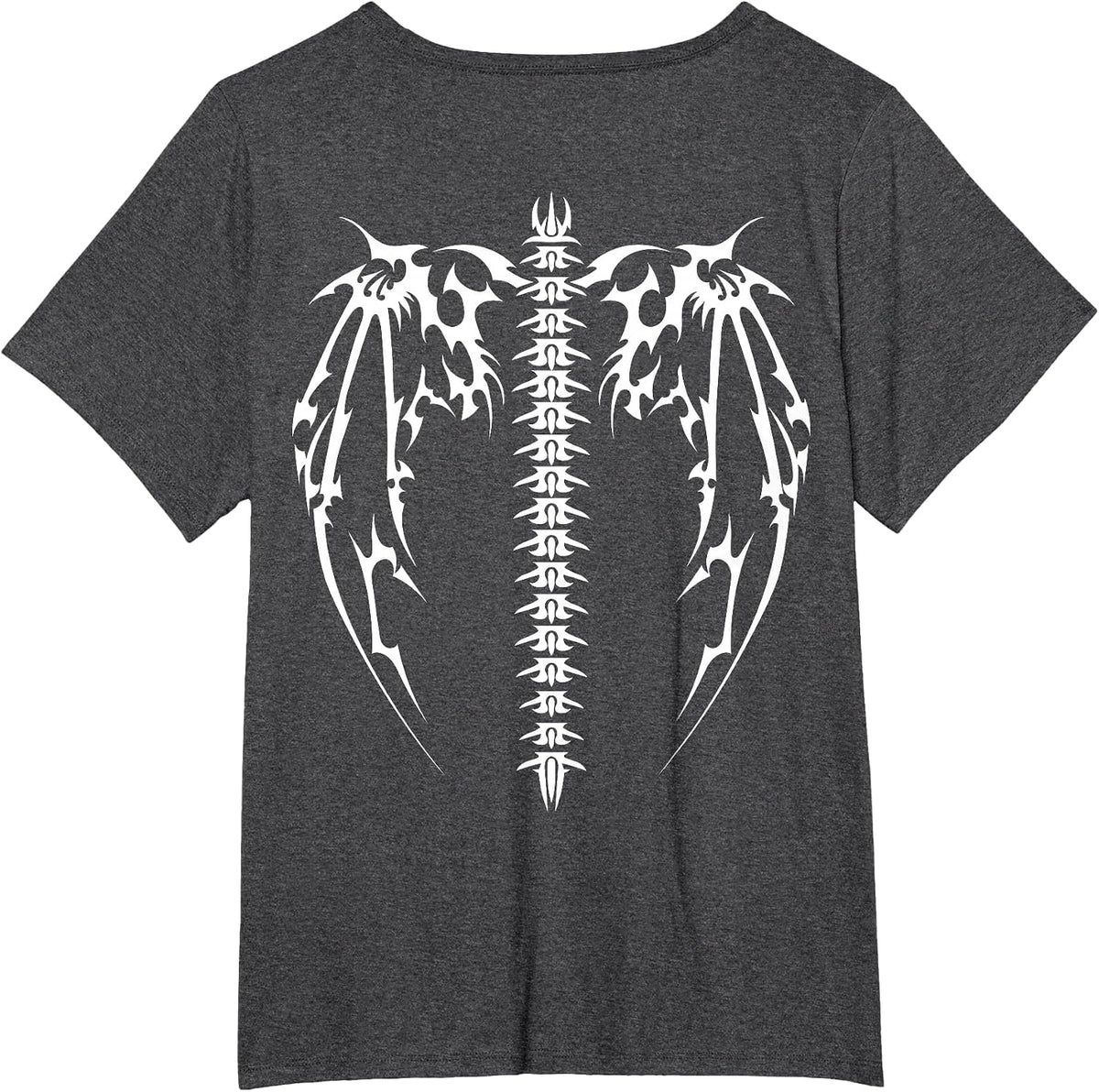 Cyber Wings Tattoo Style Art Robotic Celtic Raven on Back T-Shirt - Dark Heather Grey