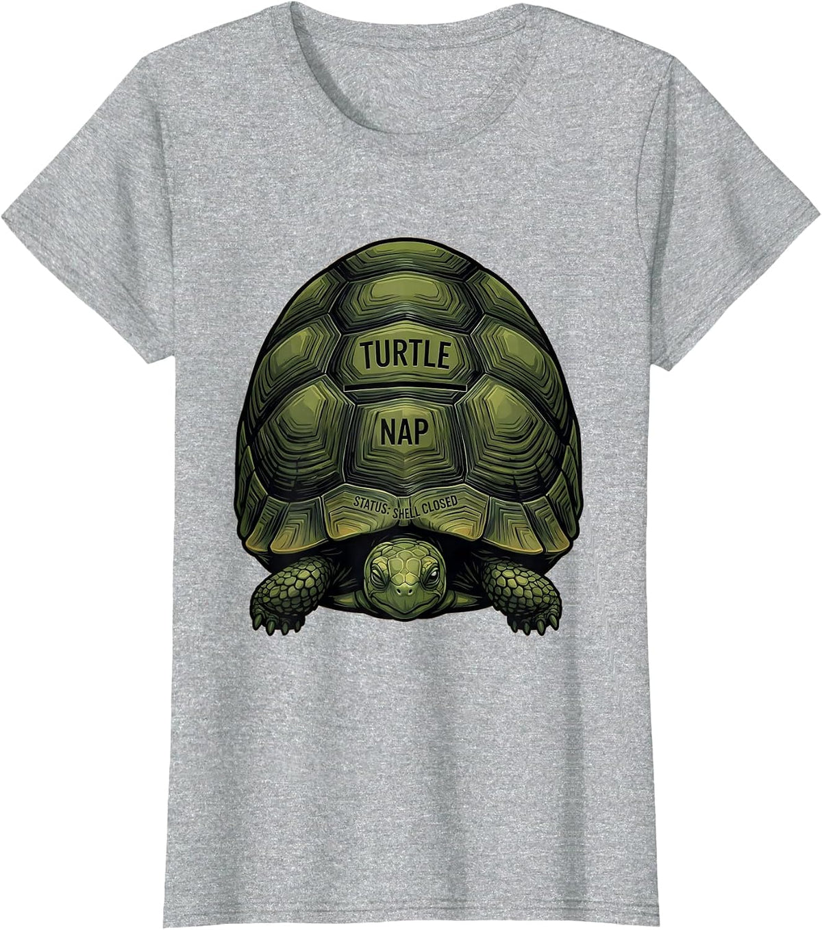 Turtle Nap Status Shell Closed Cute Animal Lover Sleepshirt T-Shirt - Heather Grey