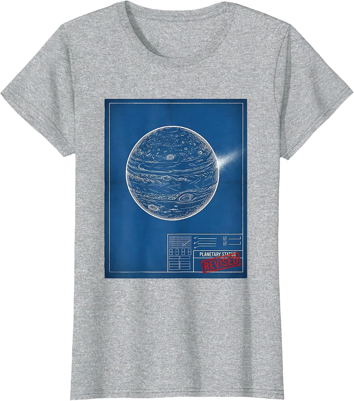Planetary Status Revised Funny Astronomy Science Fan Gift T-Shirt - Heather Grey