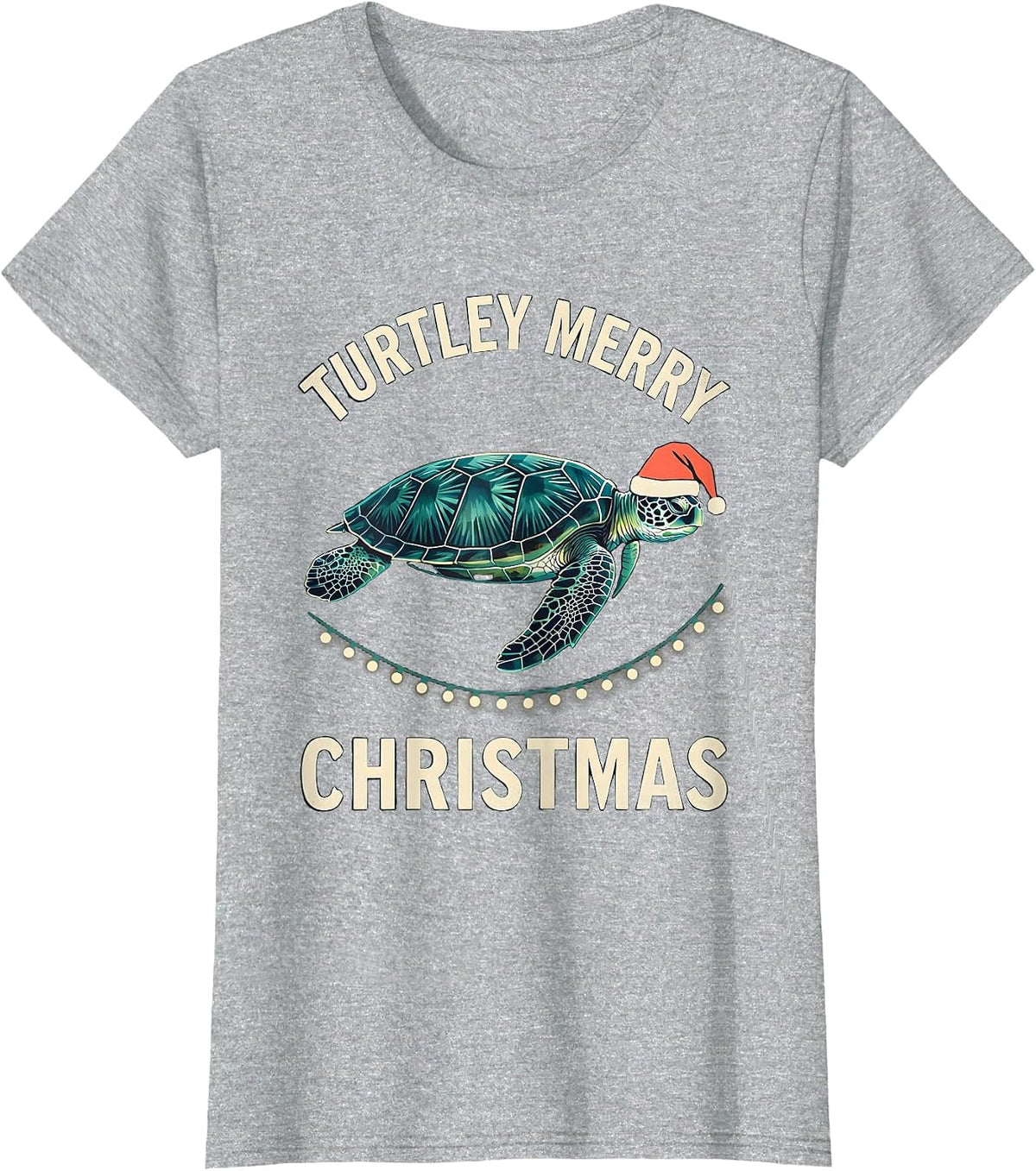 Women's Turtley Merry Christmas Midcentury Modern Sea Turtle Lover T-Shirt - Heather Grey