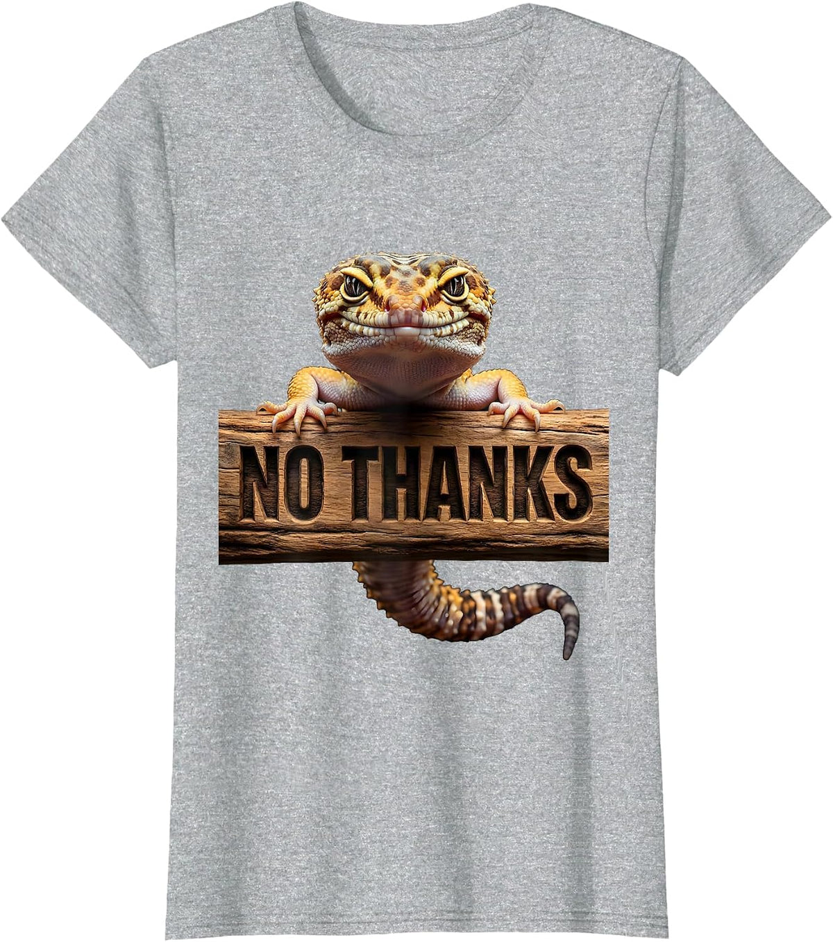 No Thanks Funny Leopard Gecko Reptile Lover Gift T-Shirt - Heather Grey