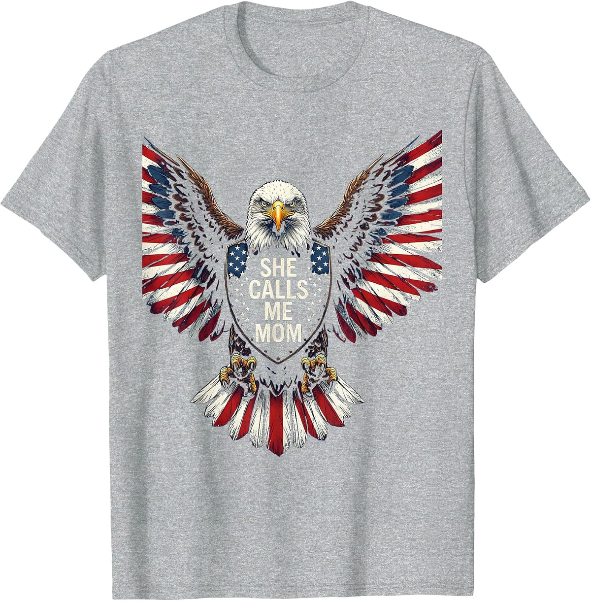 Men's She Calls Me Mom Proud Parent Design T-Shirt - Heather Grey