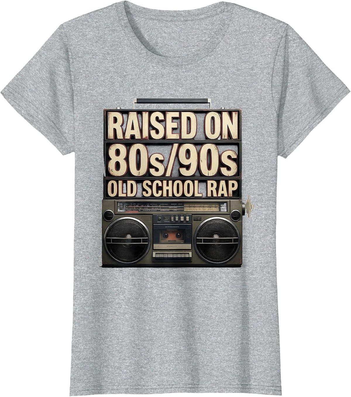 Raised On 80s/90s Old School Rap Retro Hip Hop Cassette T-Shirt - Heather Grey