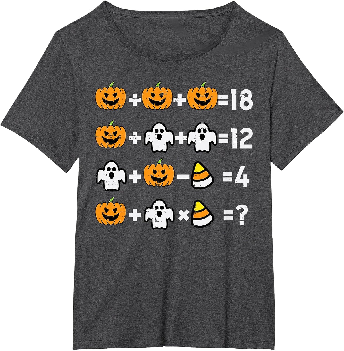 Pumpkin Ghost Equation Math Teacher Halloween Costume T-Shirt - Dark Heather Grey
