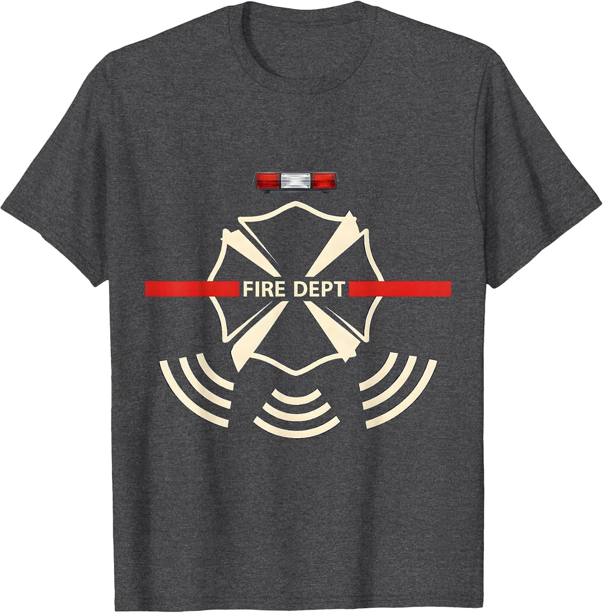Men's Fire Dept Minimalist Firefighter Badge Humor Occupation T-Shirt - Dark Heather Grey
