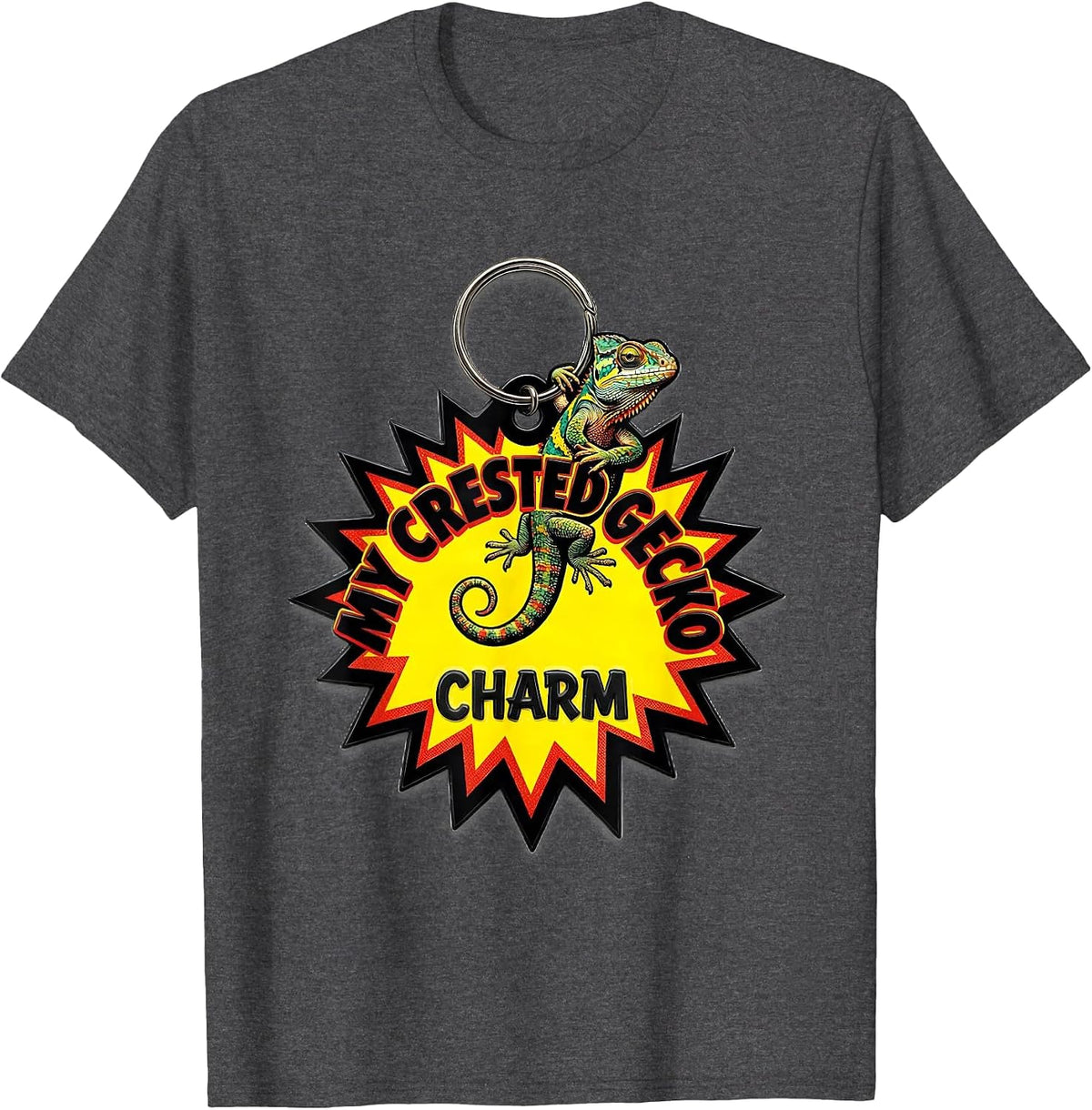 My Crested Gecko Charm Pop Art Reptile Lover Gift T-Shirt - Dark Heather Grey