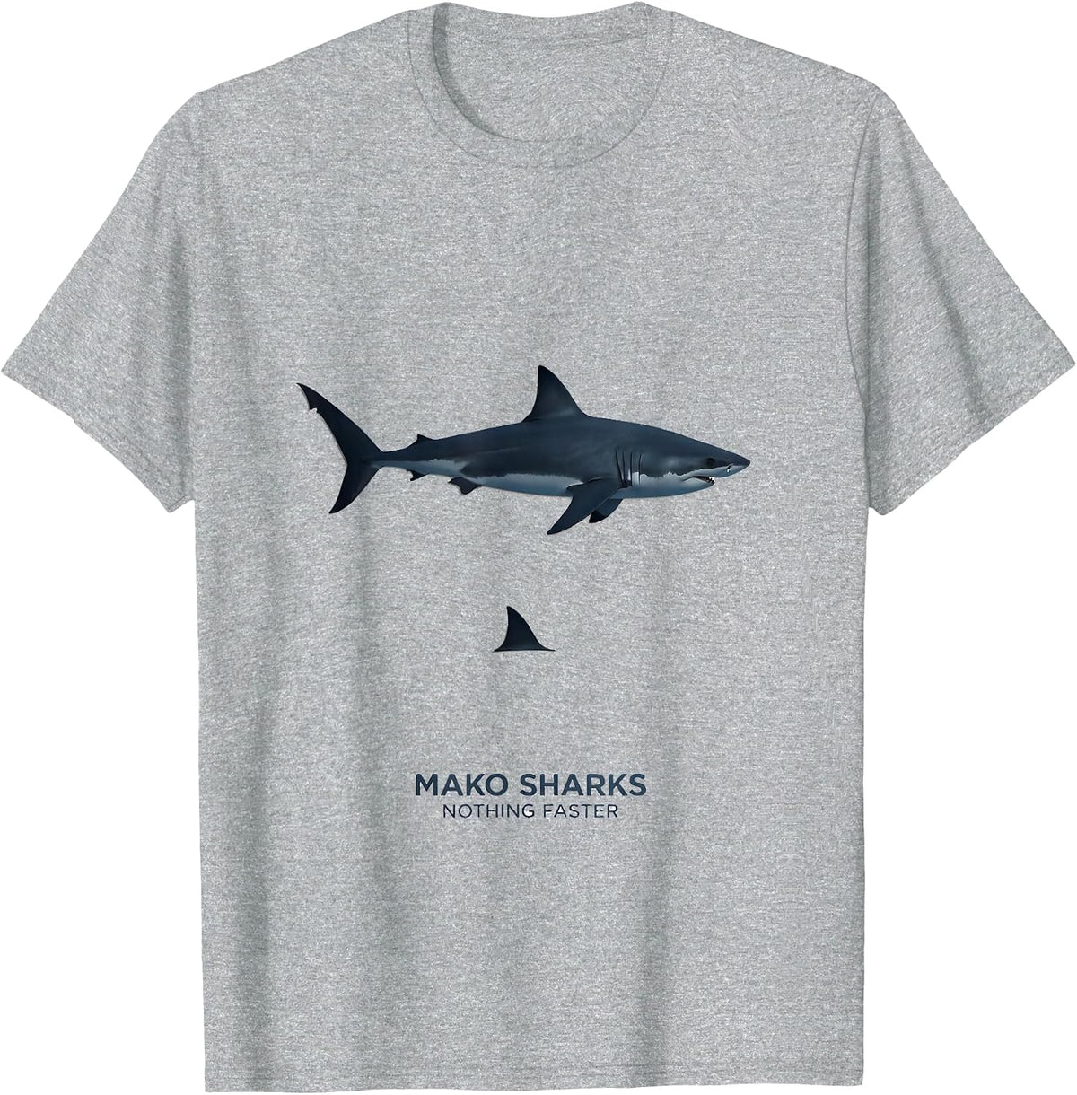 Men's Mako Sharks Nothing Faster Minimalist Shark Lover Ocean T-Shirt - Heather Grey