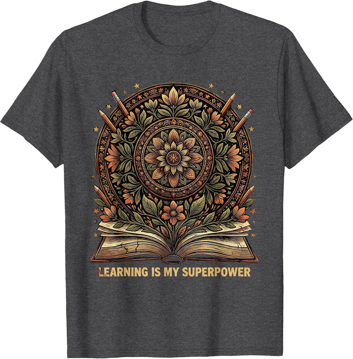 Learning Is My Superpower First Day of School T-Shirt - Dark Heather Grey