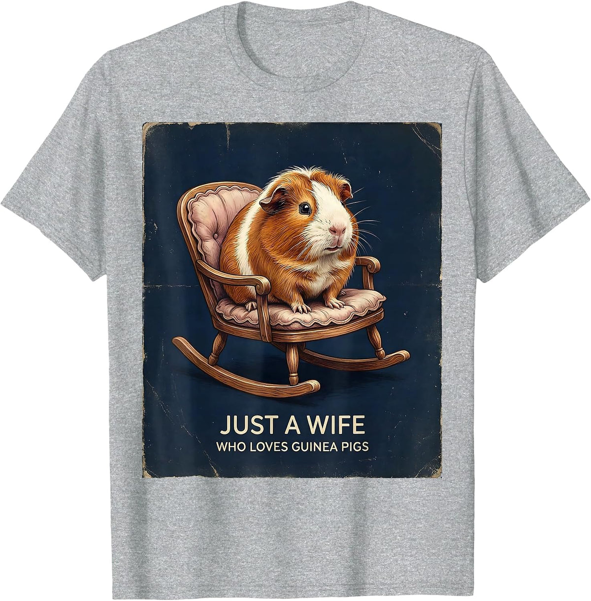 Men's Just A Wife Who Loves Guinea Pigs Vintage Guinea Pig Lover T-Shirt - Heather Grey