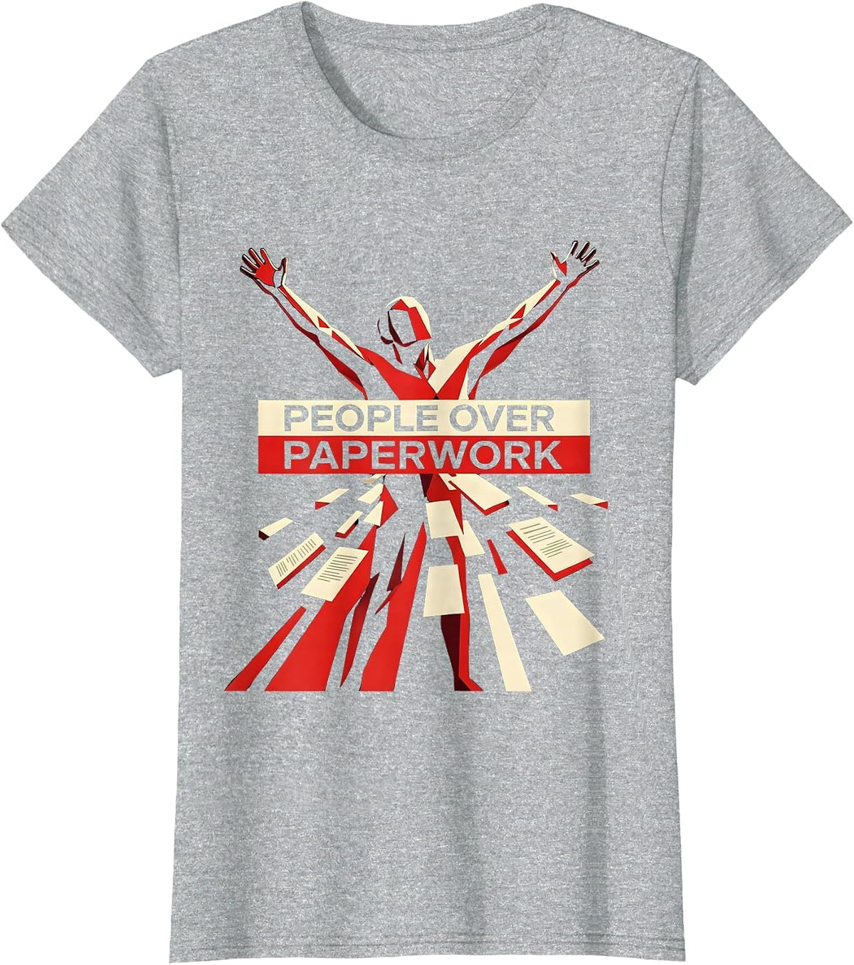 People Over Paperwork Social Worker Design T-Shirt - Heather Grey