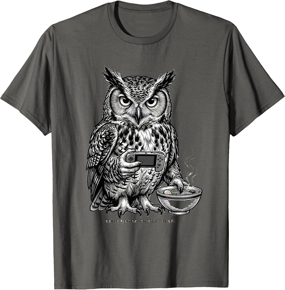 anime games ramen don't ask Funny Anime Cat Gamer Gift T-Shirt - Asphalt Grey