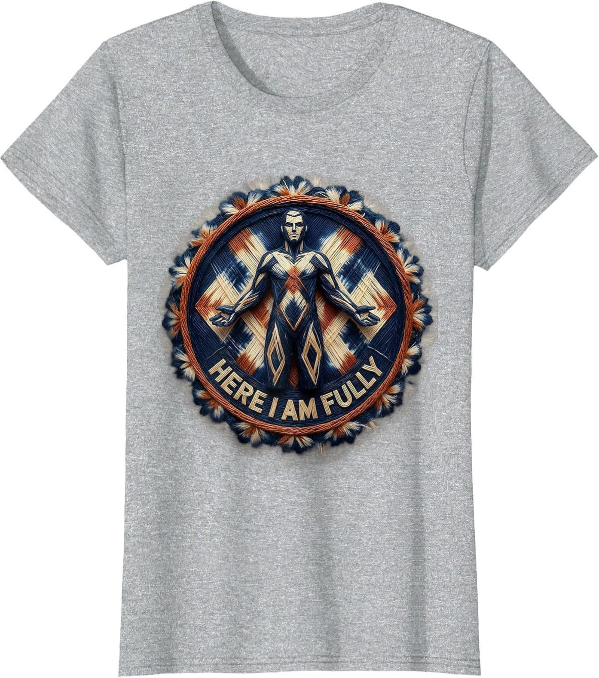 Here I Am Fully Hineni Bold Statement Design T-Shirt - Heather Grey