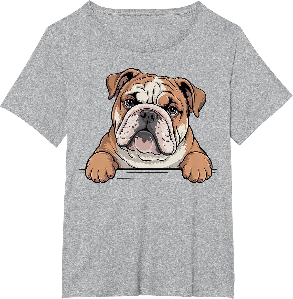 English Bulldog Funny Peeking Pocket Puppy Dog Lover T-Shirt - Heather Grey