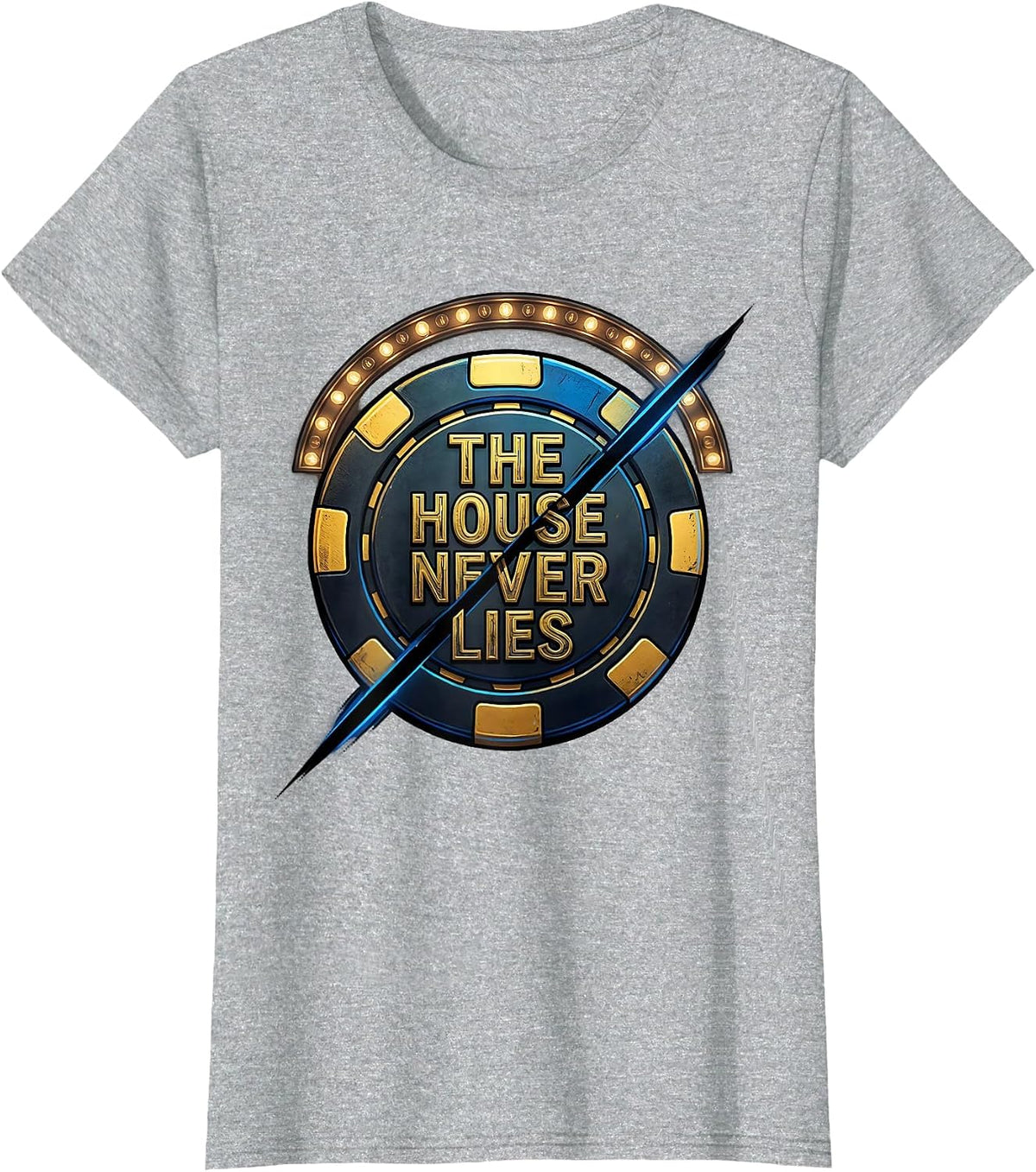 The House Never Lies Vintage Tattoo Vegas Souvenir Trip T-Shirt - Heather Grey