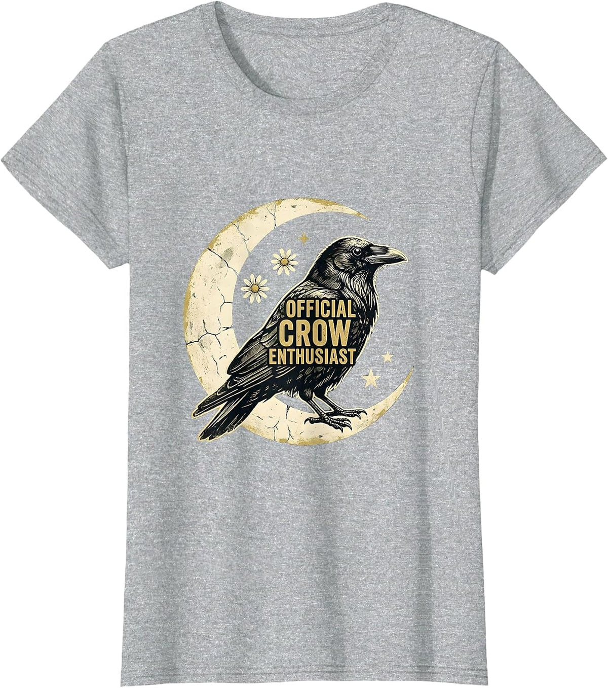 Women's Official Crow Enthusiast Bird Lover Design T-Shirt - Heather Grey