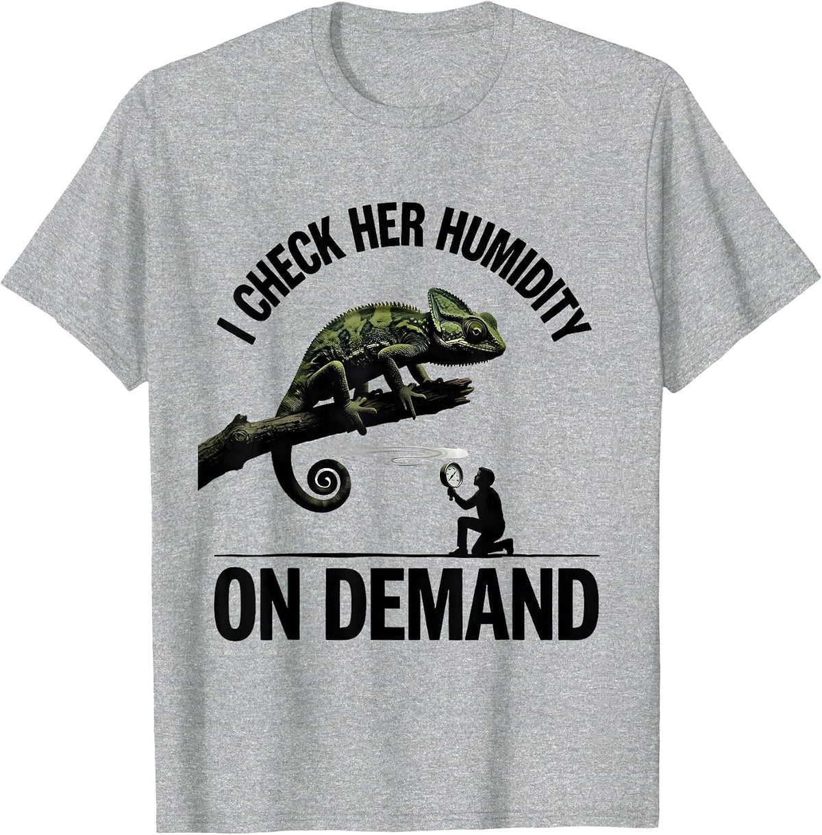 Men's I Check Her Humidity On Demand Funny Reptile Lover Gecko T-Shirt - Heather Grey