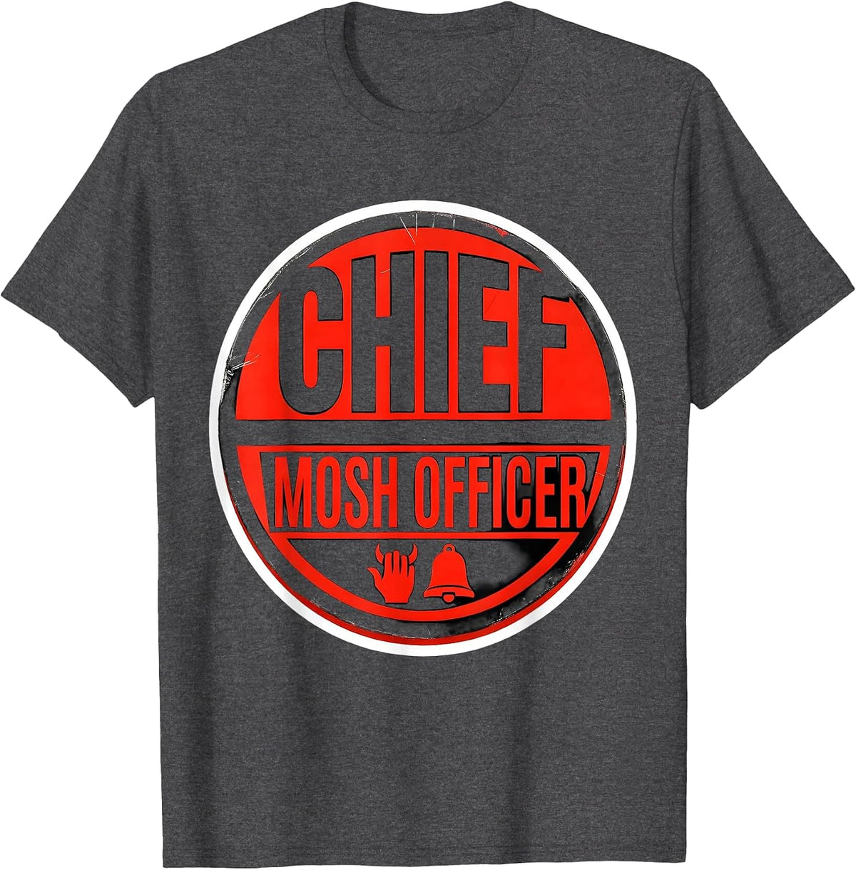 Men's Chief Mosh Officer Funny Heavy Metal Christmas Rock Fan T-Shirt - Dark Heather Grey