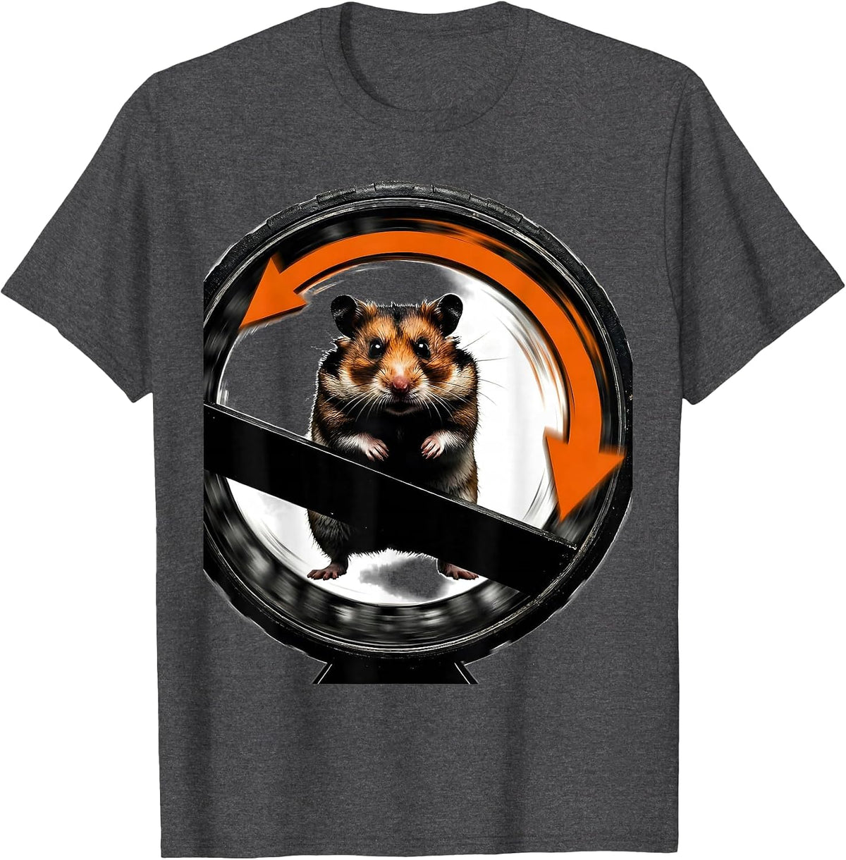 Hamster Running Full Speed in Wheel Funny Meme T-Shirt - Dark Heather Grey