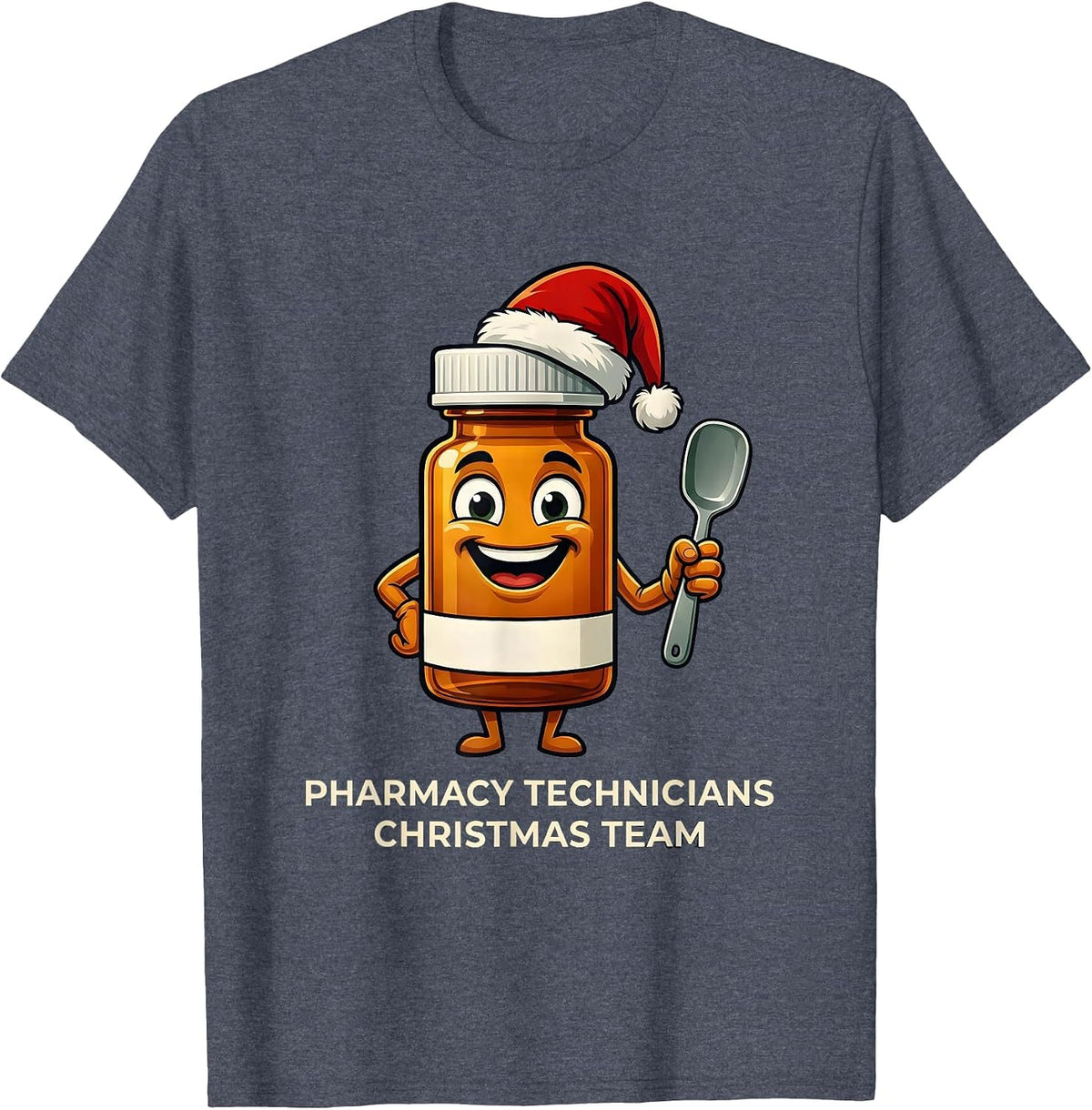 Pharmacy Technicians Christmas Team Funny Pharmacy Squad T-Shirt - Heather Blue