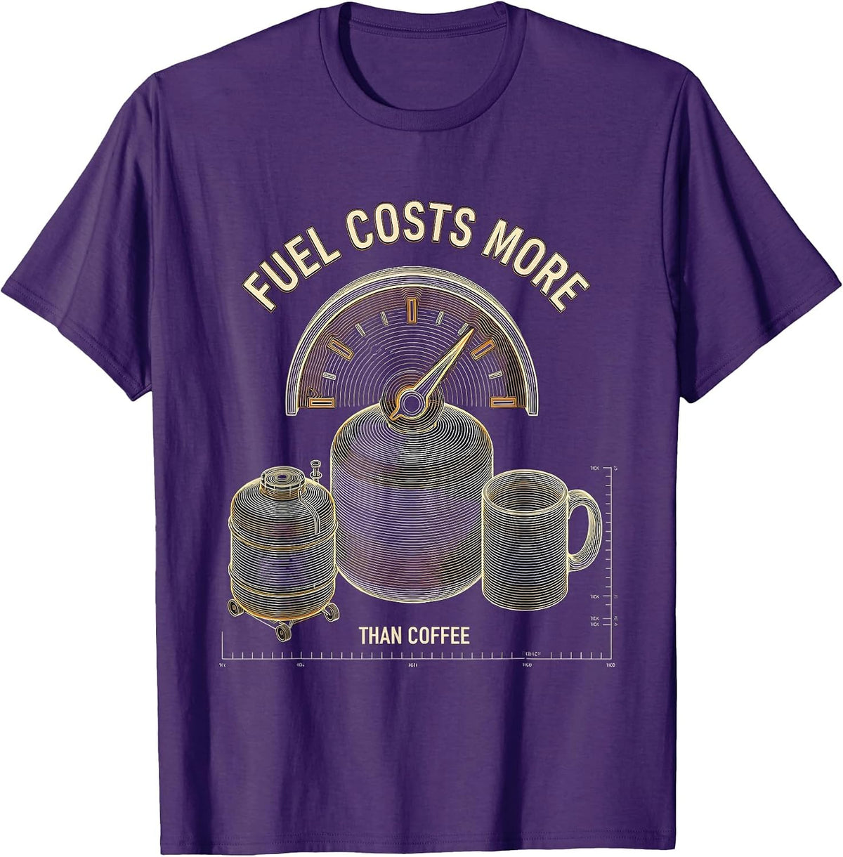 Men's Fuel Costs More Than Coffee Funny Diesel Trucker Pickup T-Shirt - Purple