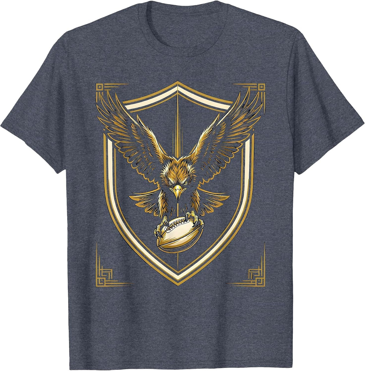 Hawk Diving for Rugby Ball Graphic T-Shirt - Heather Blue