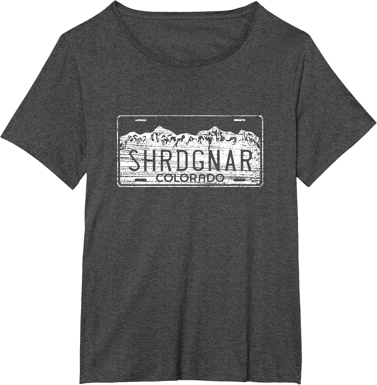 Ski Snowboard Colorado License Plate Shredding Gnar T-Shirt - Dark Heather Grey