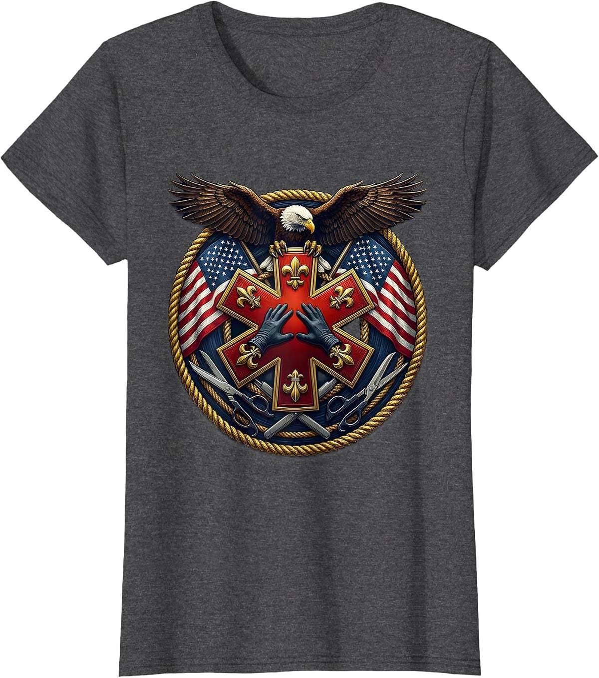 Women's EMT CPR Life-Saving Hands Graphic Design T-Shirt - Dark Heather Grey