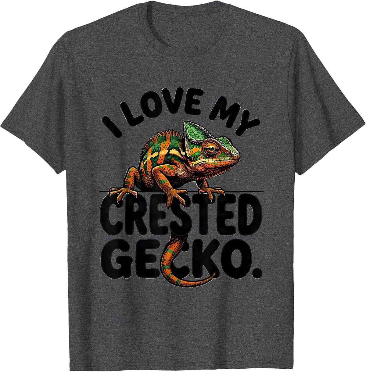 Men's I Love My Crested Gecko Reptile Lover Pet Owner Gift T-Shirt - Dark Heather Grey