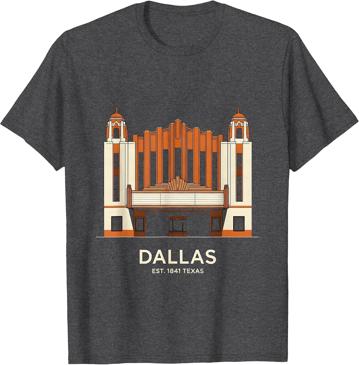 Men's Dallas Est. 1841 Texas Vintage Retro City Pride T-Shirt - Dark Heather Grey