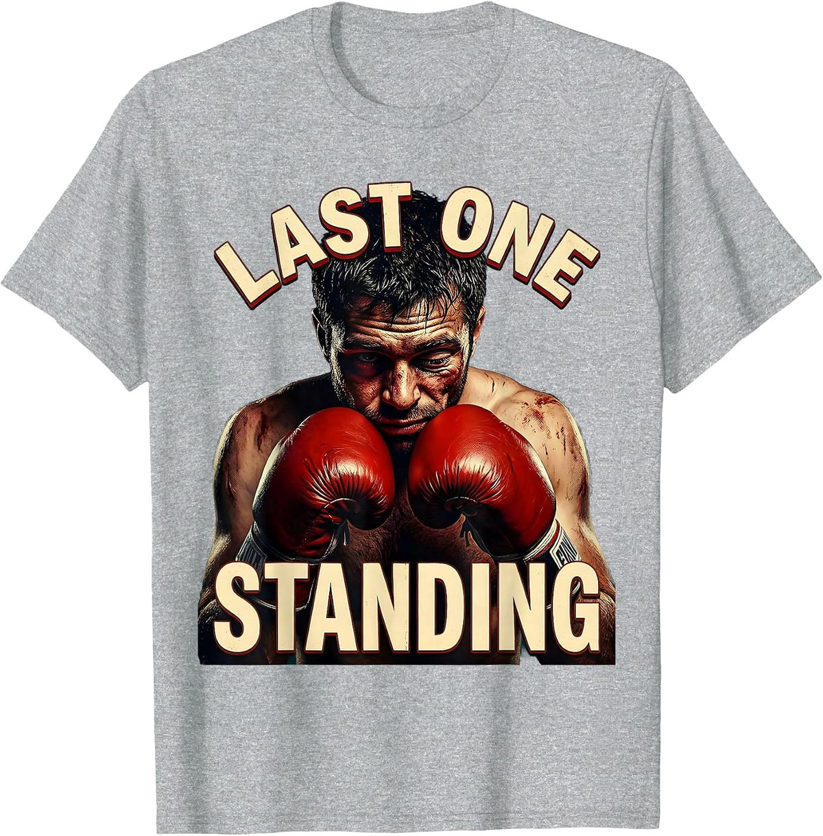 Men's Last One Standing Boxing Graphic Design T-Shirt - Heather Grey