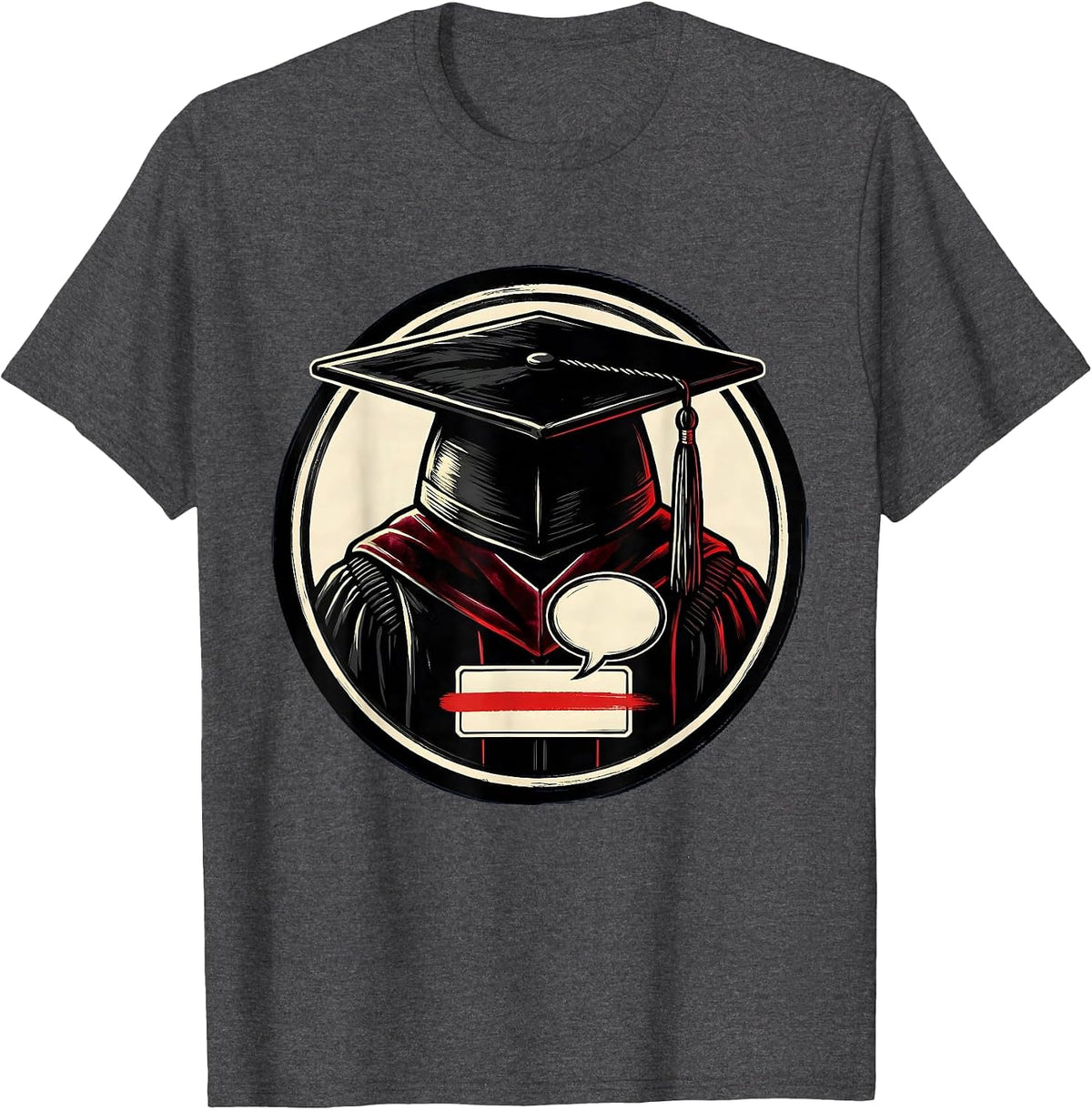 Men's Doctoral Hood Badge PhD Graduation Humor T-Shirt - Dark Heather Grey