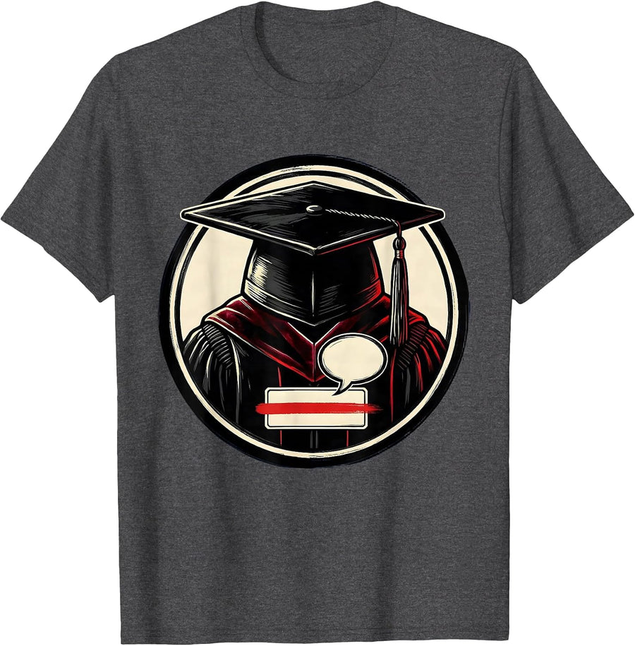 Men's Doctoral Hood Badge PhD Graduation Humor T-Shirt - Dark Heather Grey