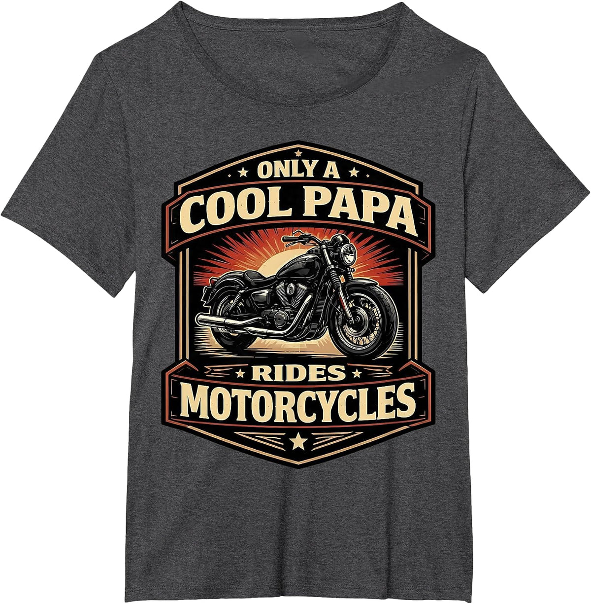 Only A Cool Papa Rides Motorcycles Father Classic Motorbike T-Shirt - Dark Heather Grey