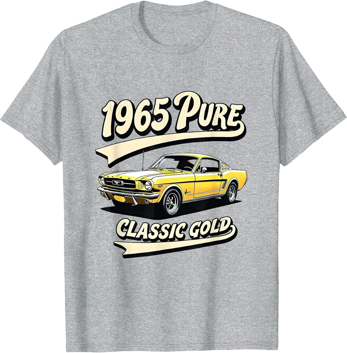1965 Pure Classic Gold Vintage Design T-Shirt - Heather Grey
