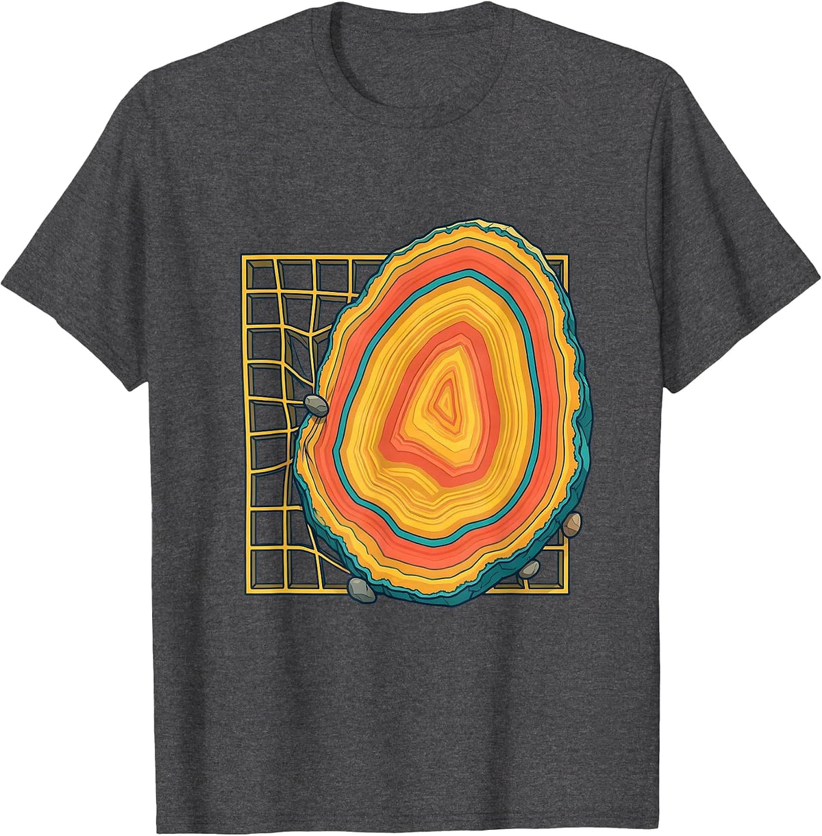 Men's Geode Specimen Grid Rock Collector Geology Humor T-Shirt - Dark Heather Grey